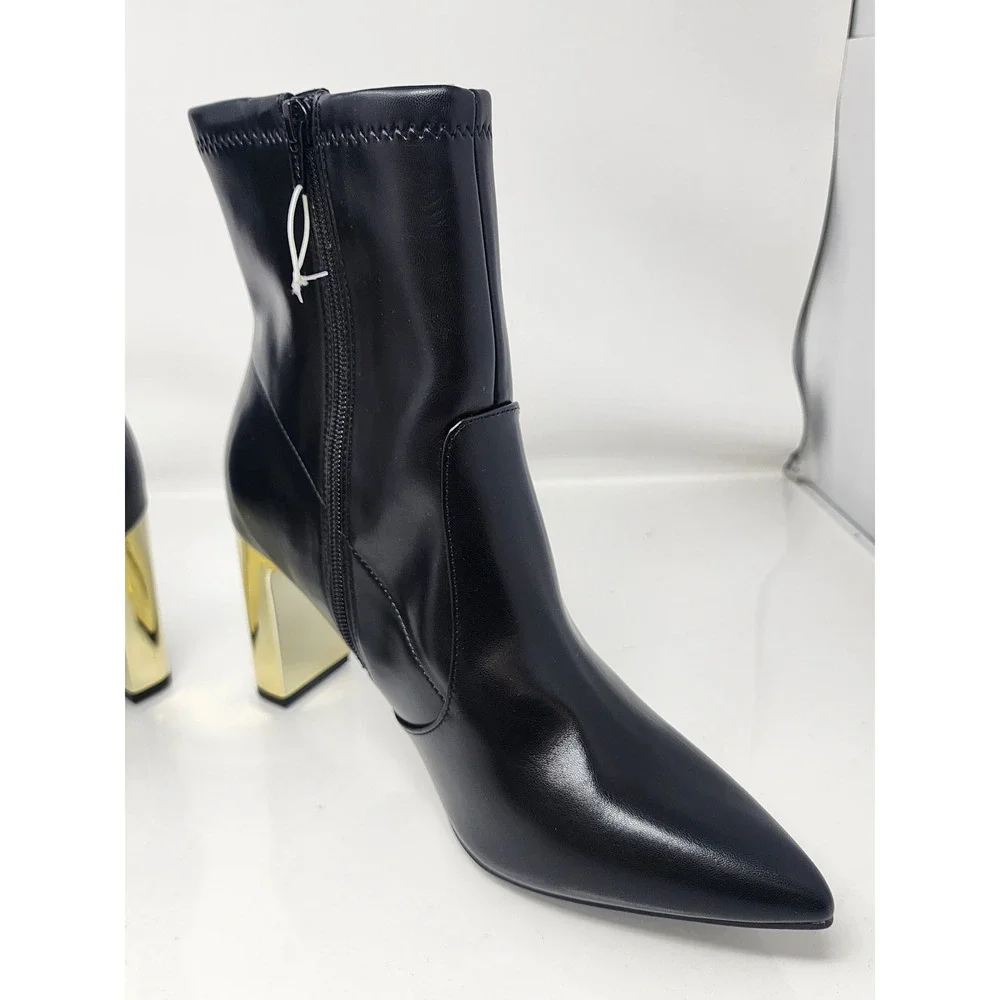A New Day Womens Pointed Toe Ankle Boots Black Faux Leather Casual Size 11